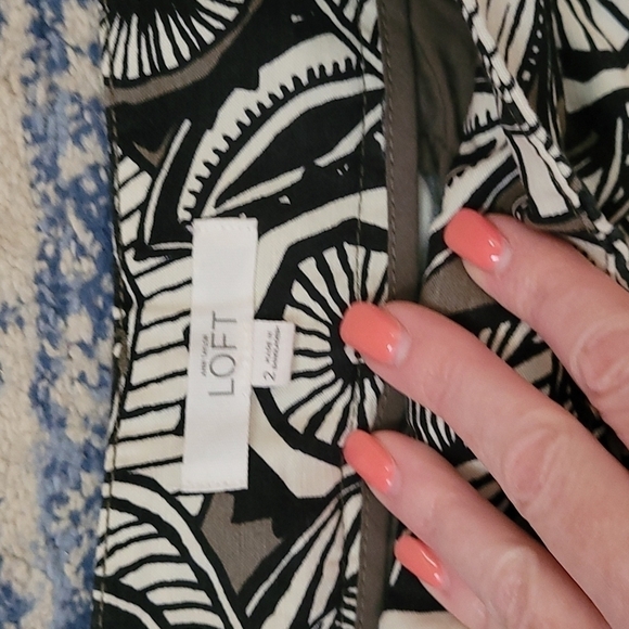 Loft sz 2 green black white tropical linen blend Riviera shorts new WS9 - Picture 2 of 4